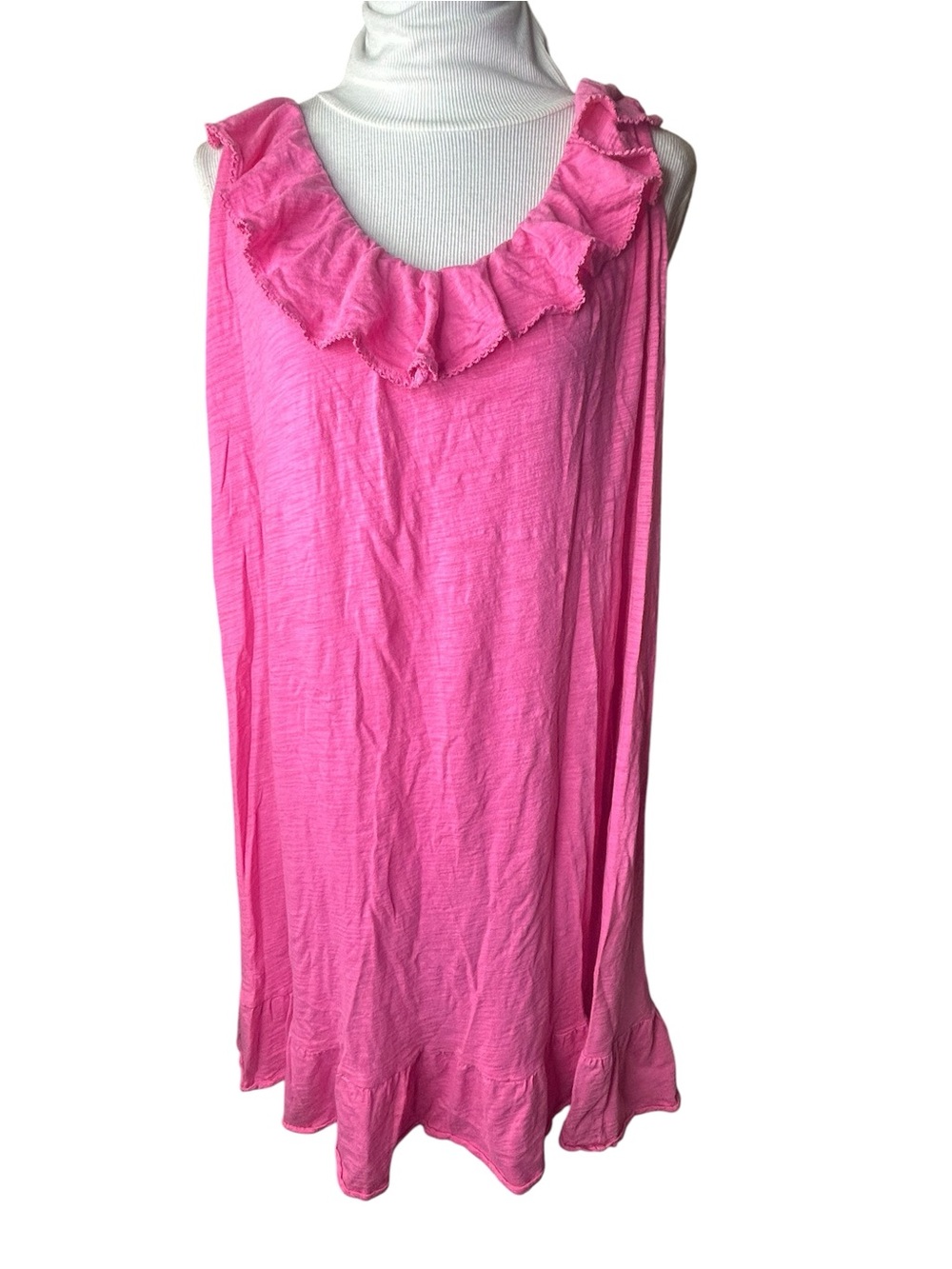 Ralph Lauren sleeveless dress ruffle pink midi size 2X 100% cotton